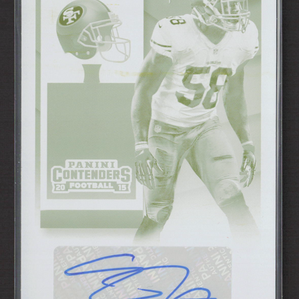 2015 Panini Contenders Football Eli Harold #130 Yellow Printing Plate 1/1 Auto