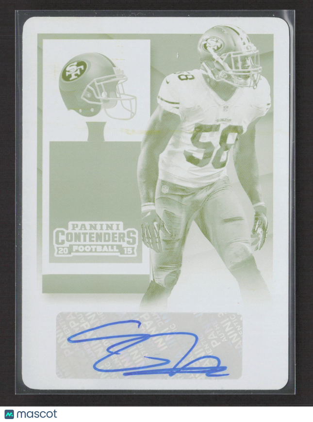 2015 Panini Contenders Football Eli Harold #130 Yellow Printing Plate 1/1 Auto