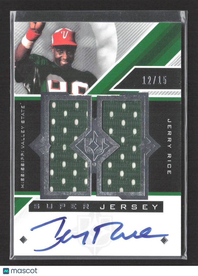 2013 UD Ultimate Super Jersey Jerry Rice #USJ-JR Dual Jersey Patch 12/15 Auto