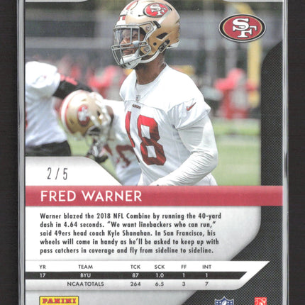 2018 Panini Prizm Fred Warner #257 Gold Vinyl RC 2/5