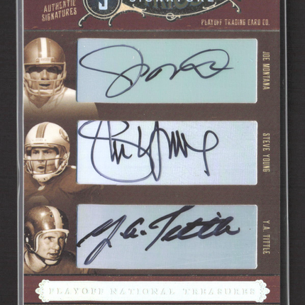 2006 National Treasures Trios YA Tittle Joe Montana Steve Young 22/25 Auto