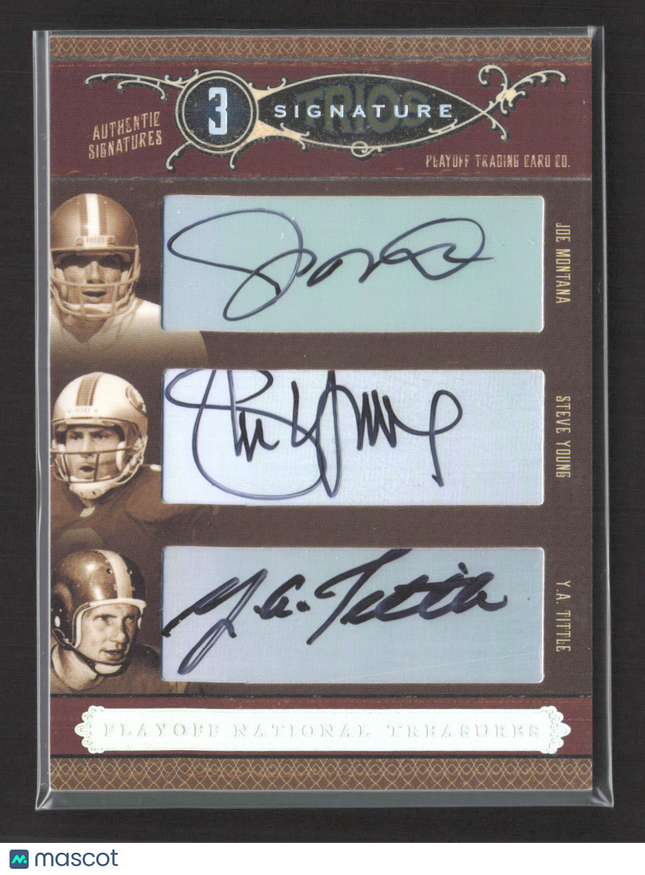 2006 National Treasures Trios YA Tittle Joe Montana Steve Young 22/25 Auto