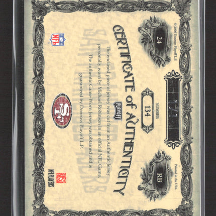 2006 National Treasures Michael Robinson #134 Game-Worn NFL Shield Logo 1/1