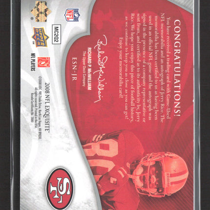2008 UD Exquisite Jersey Numbers Jerry Rice #ESN-JR Jersey Patch 53/80 Auto