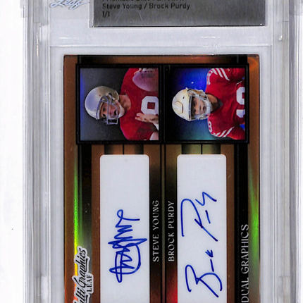 2023 Leaf Eclectic Steve Young Brock Purdy Black Yellow 1/1 Pre-Production Auto