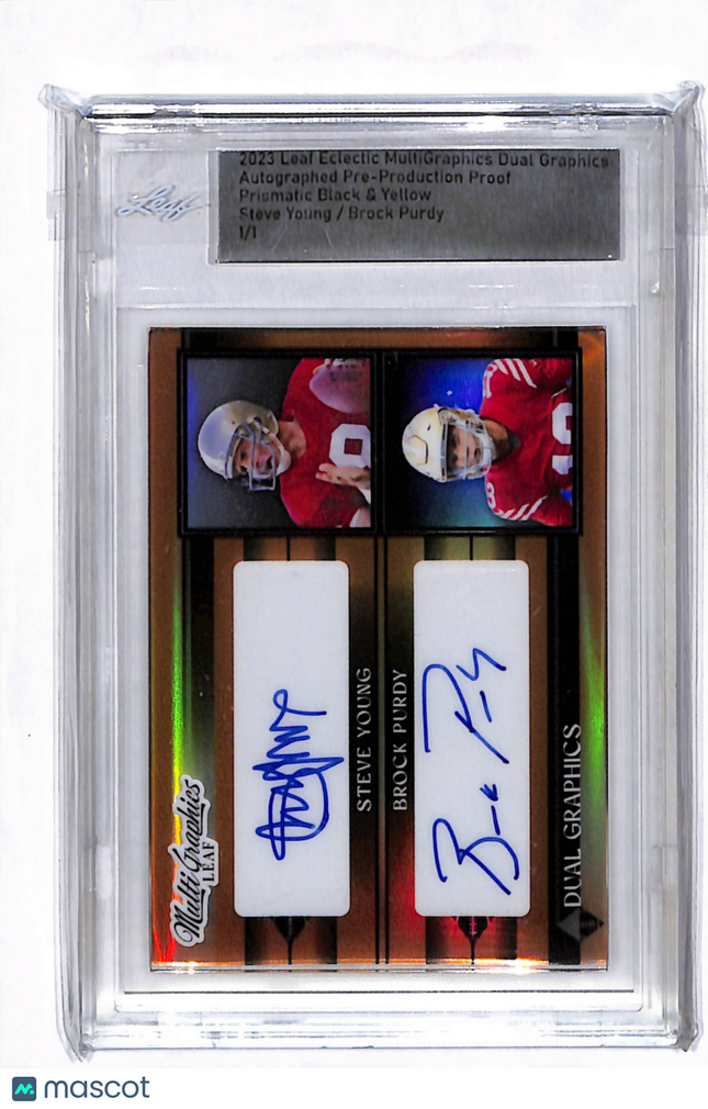 2023 Leaf Eclectic Steve Young Brock Purdy Black Yellow 1/1 Pre-Production Auto