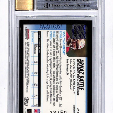 2003 Bowman Chrome Gold Refractor Arnaz Battle #241 BGS 8.5 Auto 10 /50