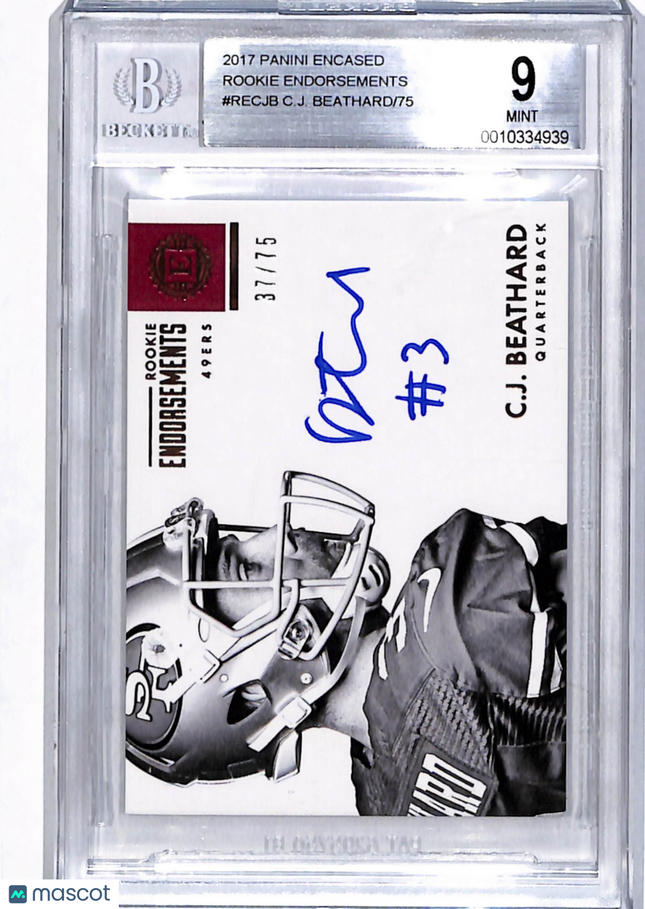 2017 Panini Encased Rookie Endorsements C.J. Beathard #RECJB /75 BGS 9 Auto 10