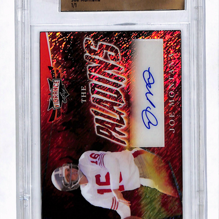 2022 Leaf Vibrance The Paladins Joe Montana Shimmer Orange 1/1 Proof Auto