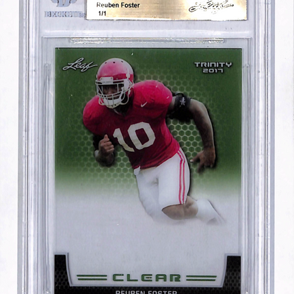 2017 Leaf Trinity Clear Reuben Foster Green 1/1 Pre-Production Proof