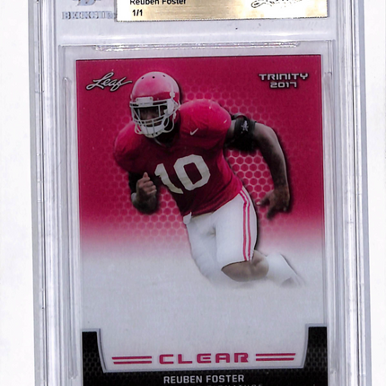 2017 Leaf Trinity Clear Reuben Foster Red 1/1 Pre-Production Proof