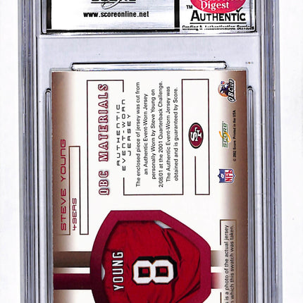 2002 Score QBC Materials Steve Young #11 Authentic Event-Worn Jersey