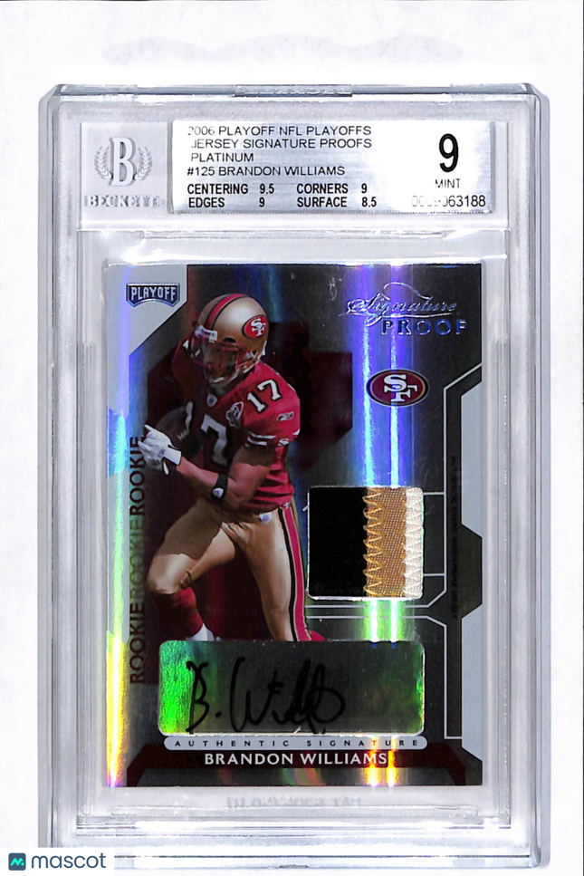 2006 Playoff NFL Proofs Platinum Patch 1/1 Brandon Williams #125 BGS 9 Auto 9