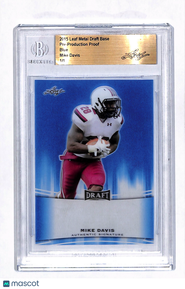 2015 Leaf Metal Draft Mike Davis Blue 1/1 Pre-Production Proof