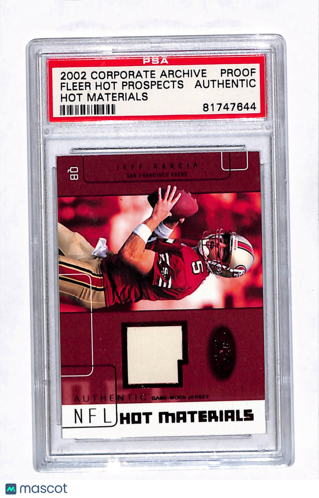 2002 Fleer Hot Prospects Jeff Garcia Corporate Archive Proof jersey
