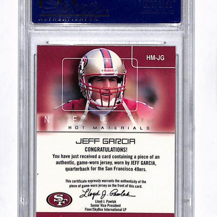 2002 Fleer Hot Prospects Jeff Garcia Corporate Archive Proof jersey