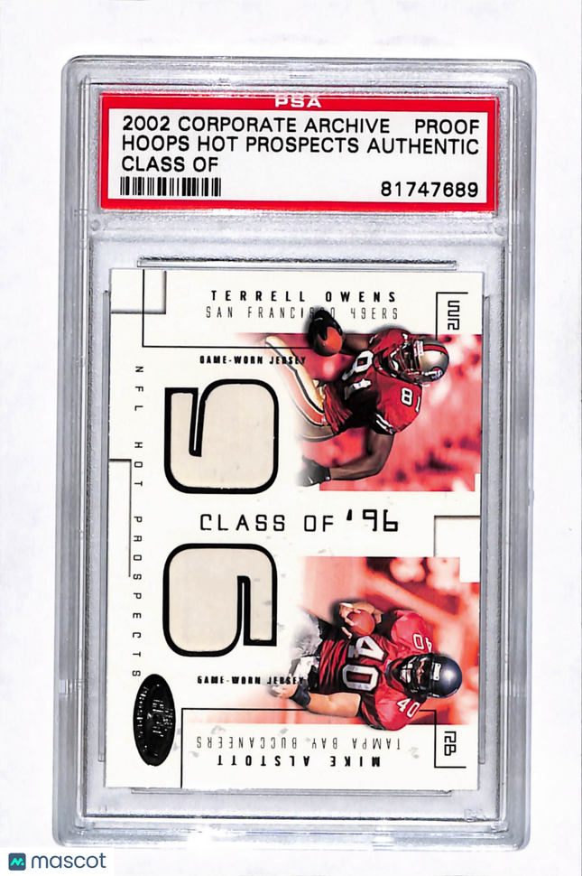 2002 Corporate Archives Hoops Prospects Terrell Owens Mike Alstott Jersey PSA A