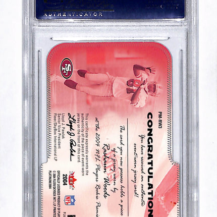 2004 Corporate Archives 2004 Fleer Platinum Rashaun Woods Proof Jersey PSA A