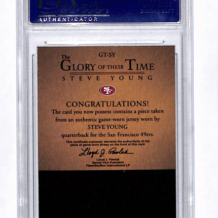 2004 Corporate Archives Fleer Greats Steve Young Proof Jersey PSA A