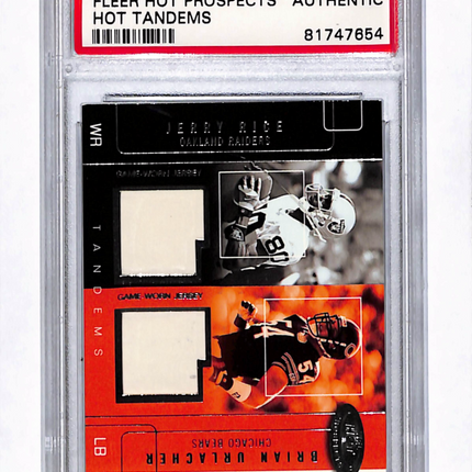2002 Corporate Archives Fleer Hot Jerry Rice Brian Urlacher Proof Jersey PSA A