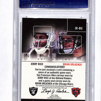 2002 Corporate Archives Fleer Hot Jerry Rice Brian Urlacher Proof Jersey PSA A