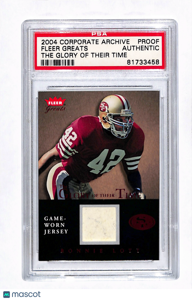 2004 Greats The Glory of Their Time Ronnie Lott Corporate Archive Proof jersey
