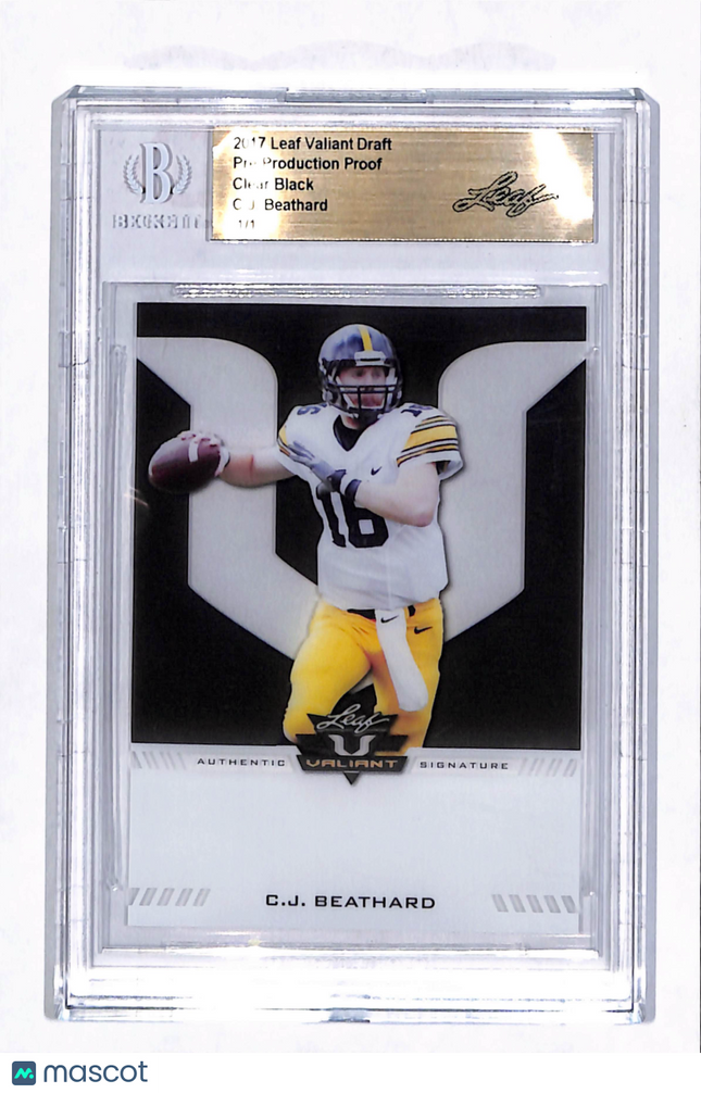 2017 Leaf Valiant Draft C.J. Beathard Clear Black 1/1 Pre-production Proof