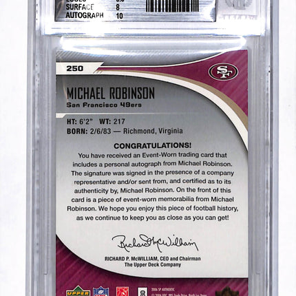 2006 Upper Deck SP Authentic Michael Robinson #250 Patch 250/999 Auto BGS 8.5
