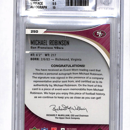 2006 Upper Deck SP Authentic Michael Robinson #250 Patch Auto /999 BGS 9