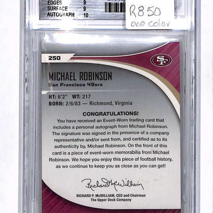 2006 Upper Deck SP Authentic Michael Robinson #250 Patch auto /999 BGS 9