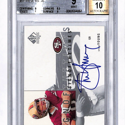 2001 Upper Deck SP Authentic Sign of the Times Steve Young #SY Auto BGS 9