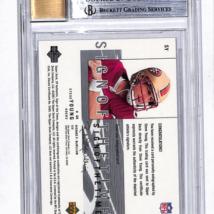 2001 Upper Deck SP Authentic Sign of the Times Steve Young #SY Auto BGS 9