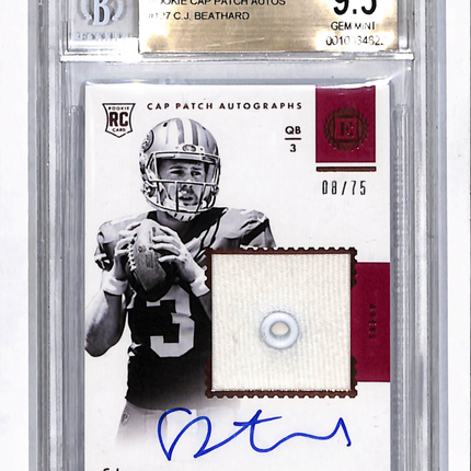 2018 Panini Encased C.J. Beathard #127 08/75 RC Cap Patch Autograph Auto BGS 9.5
