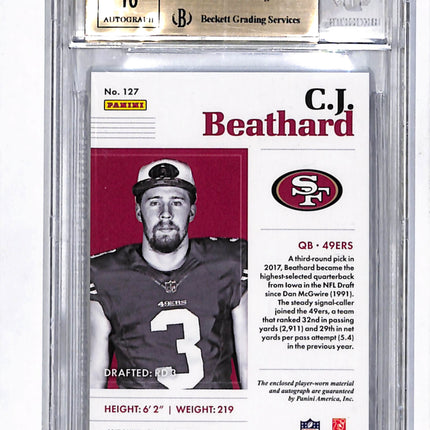 2018 Panini Encased C.J. Beathard #127 08/75 RC Cap Patch Autograph Auto BGS 9.5