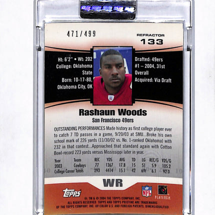 2004 Topps Pristine Rashaun Woods #133 Refractor /499
