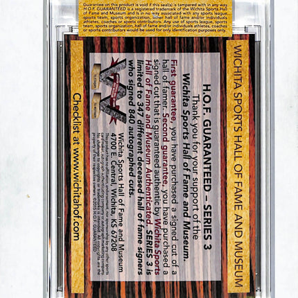 2015 Wichita Sports Hall of Fame H.O.F. Series 3 Gary Johnson Cut 3/3 Auto