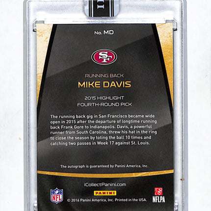 2016 Panini Private Signings Mike Davis #MD RC Auto /10