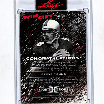 2025 Leaf Sports Heroes Win City Steve Young #WC-SY1 Green Emerald Auto /9