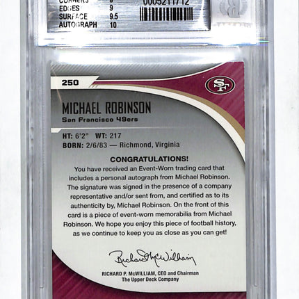 2006 Upper Deck SP Authentic Michael Robinson #250 Patch Auto /999 BGS 8.5