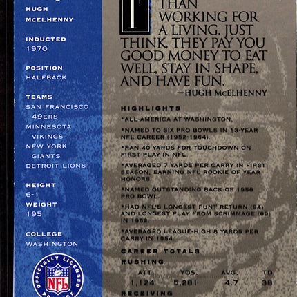 1998 H.O.F. Cards Pro Football Hall of Fame Hugh McElhenny #2220 Auto