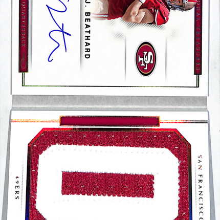2018 Panini National Treasures C.J. Beathard #RJB-CJ Jersey Patch 6/8 Auto