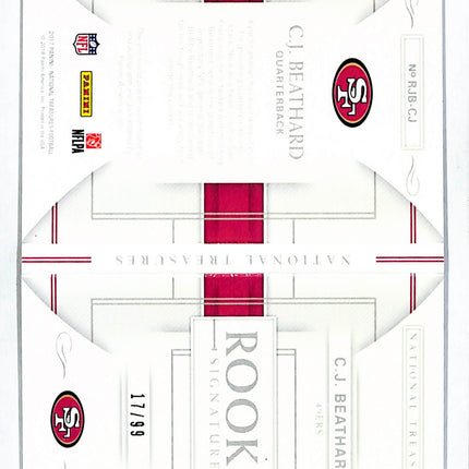 2018 Panini National Treasures C.J. Beathard #RJB-CJ Patch Rookie 17/99 Auto