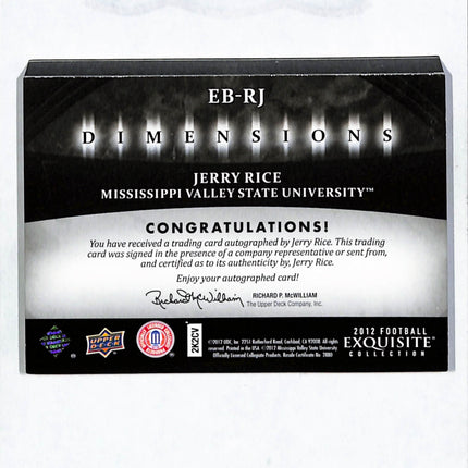 2017 Upper Deck Exquisite Collection Dimensions Jerry Rice #EB-RJ Auto