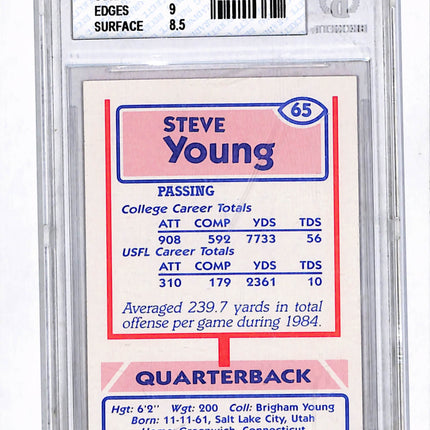 1985 Topps USFL Steve Young #65 BGS 8