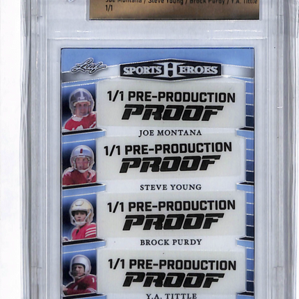 2024 Leaf Metal Tittle Joe Montana Young Brock Purdy Pre-Production Proof 1/1