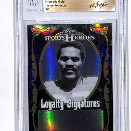 2017 Leaf Metal Sports Jimmy Johnson Prismatic Gold 1/1 Pre-Production Proof