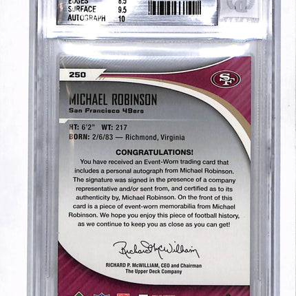 2006 Upper Deck SP Authentic Michael Robinson #250 Patch Auto /999 BGS 8.5