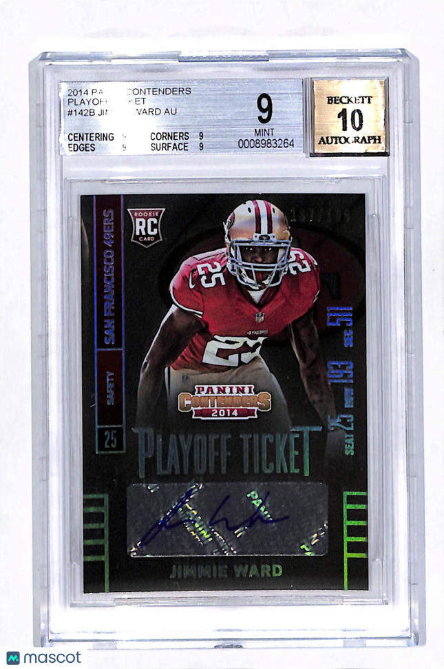 2014 Panini Contenders Playoff Ticket Jimmie Ward #142B BGS 9 Auto 10 /199