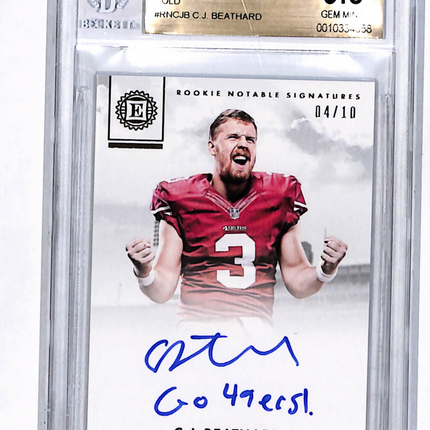 2017 Panini Encased Rookie Notable Signatures Gold C.J. Beathard BGS 9.5 Auto 10