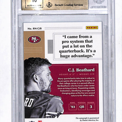 2017 Panini Encased Rookie Notable Signatures Gold C.J. Beathard BGS 9.5 Auto 10
